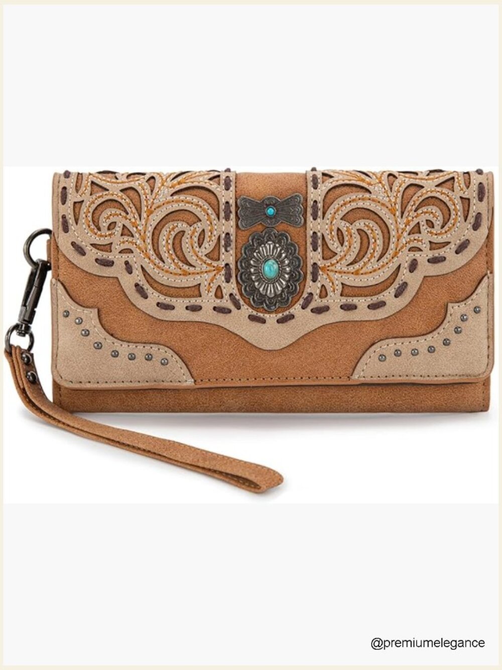 Large Tri-Fold Wristlet Clutch Wallet with RFID Blocking